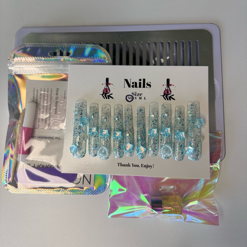 Blue Star Nails | Custom Press On Nails | High Quality Nails | Handmade